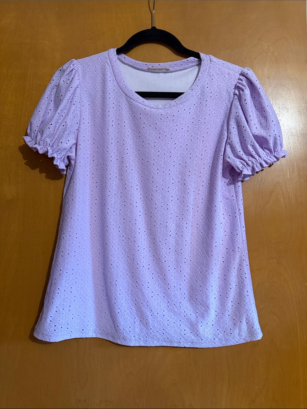 Lavender Eyelet Puff Sleeve Tee by